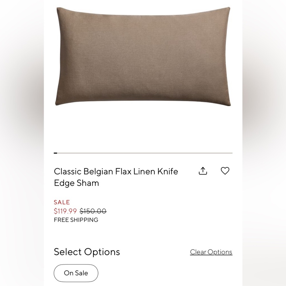 Pottery Barn Classic Belgian Flax Linen Knife
Edge Sham, 2 King Shams